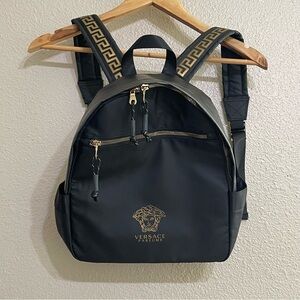 Versace Parfums with Greca Logo on‎ Straps Black and Gold Backpack